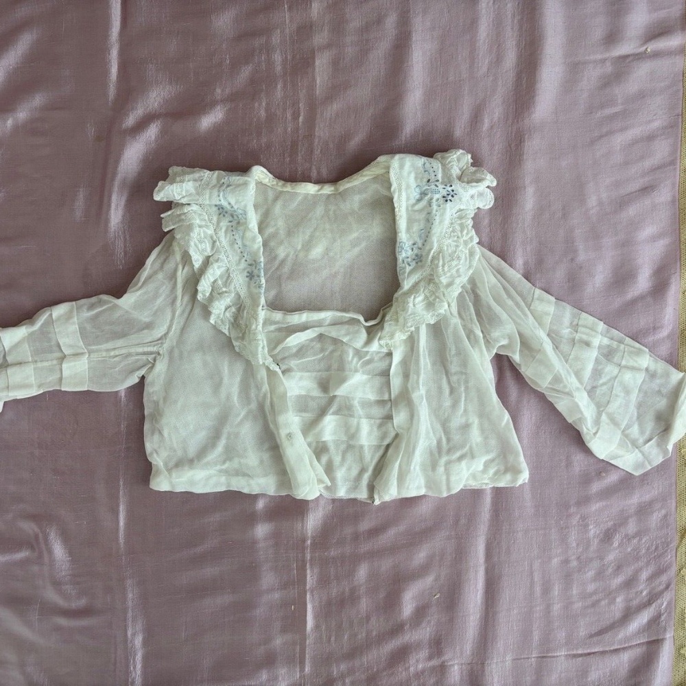Exquisite Victorian Children's Long Sleeve Shirt with Floral Embroidery